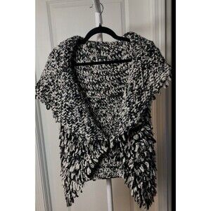 Lafayette 148 Black & Ivory Wool Knit  Sweater Vest Size Large